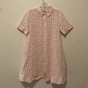 LISA MARIE FERNANDEZ for Target pink white gingham seersucker button up dress S